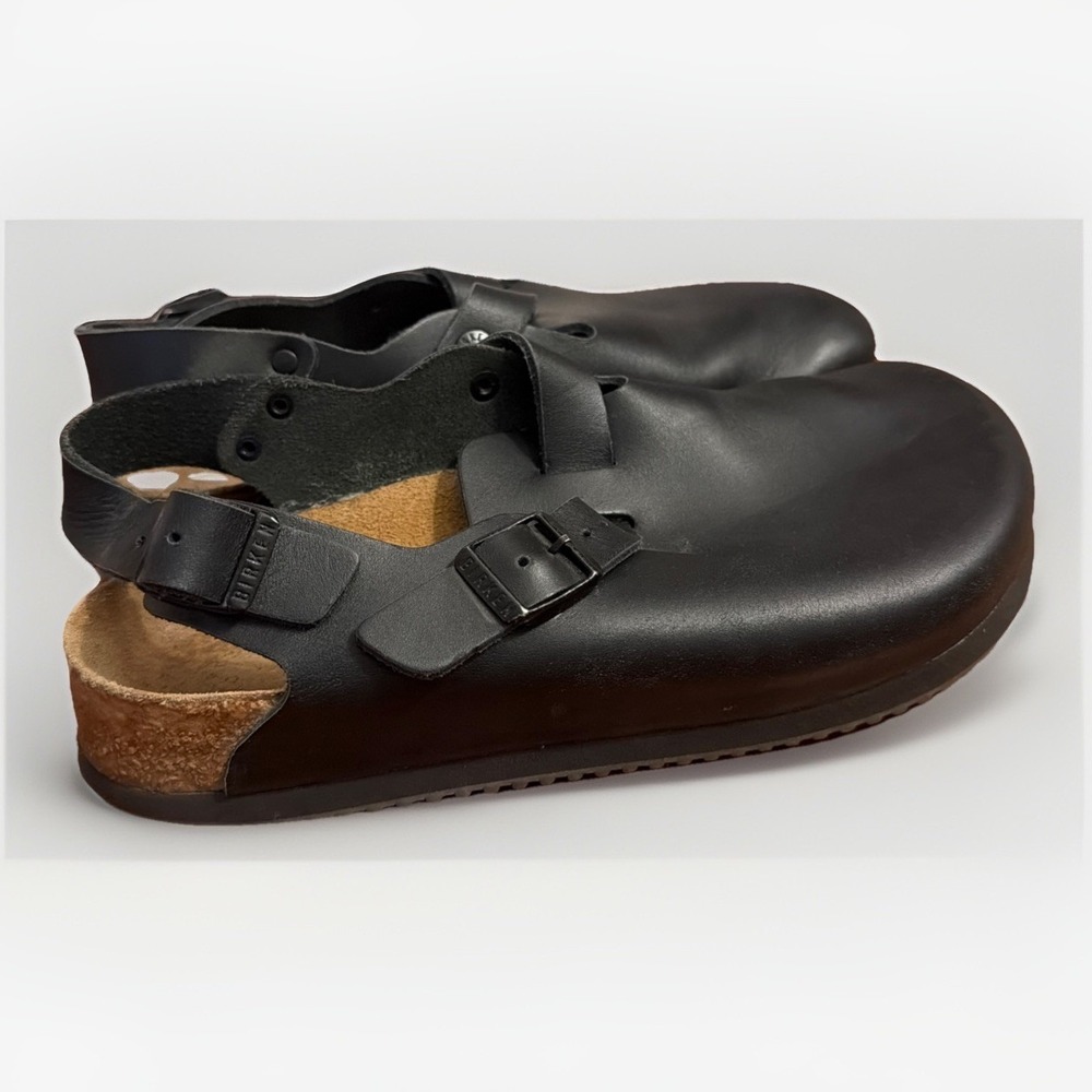 Birkenstock Tokio Men 39 6.5 250 Black Leather Back Trap Clogs Sandals